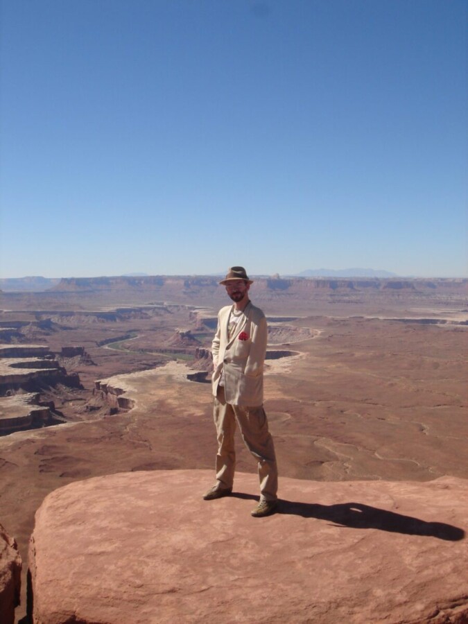 At one of the dramatic overlooks of the Grand Canyon in Dead Horse Point State Park, while on a filming job for the Discovery Channel, April 2007