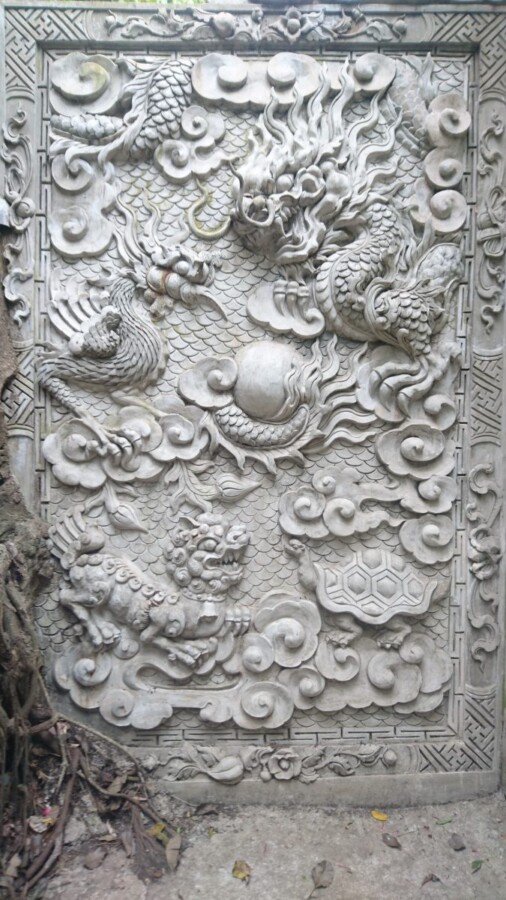 Fantastic creatures carved in the limestone and marble of the Marble Mountains, Da Nang