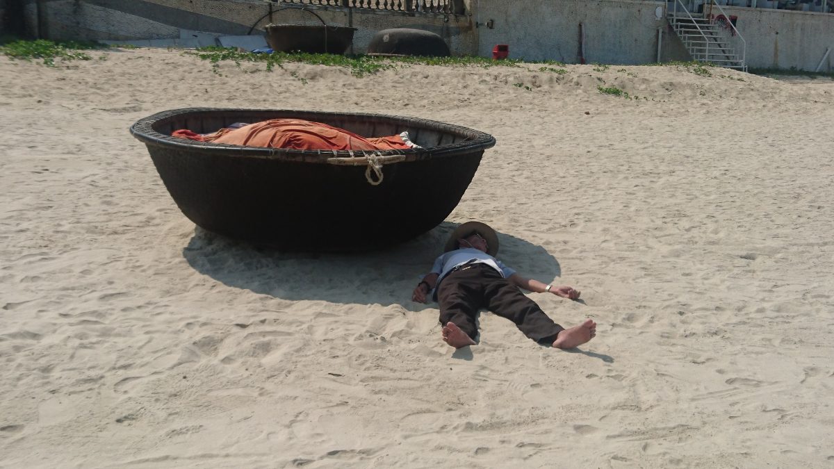 Man down! The coracles used by the fishermen are designed to look like 'baskets', a historical dodge of a tax on boats