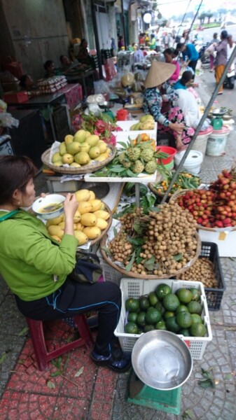Street traders at the Han market, Danang