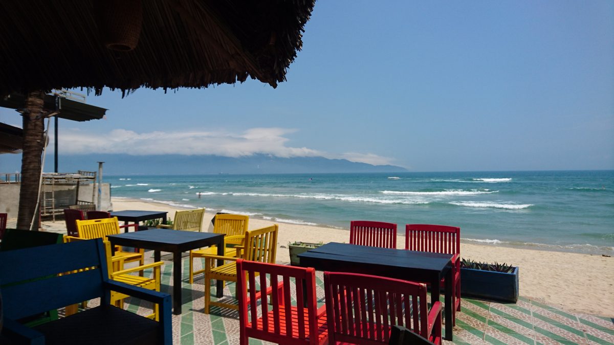 A terrace bar on a near deserted My Khe beach