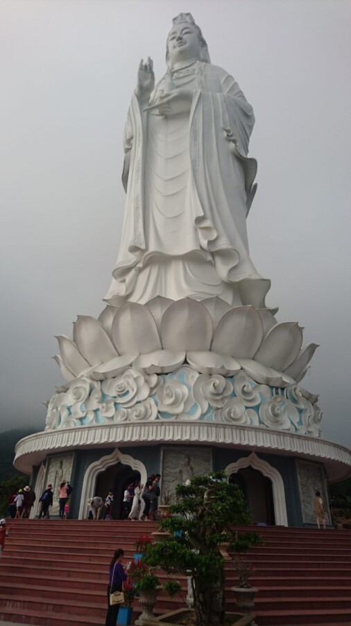 The Lady Buddha is at the Linh Ung Pagoda on the Son Tra Peninsula and was completed in 2010. She gazes serenely out to sea to calm the monsoon storms