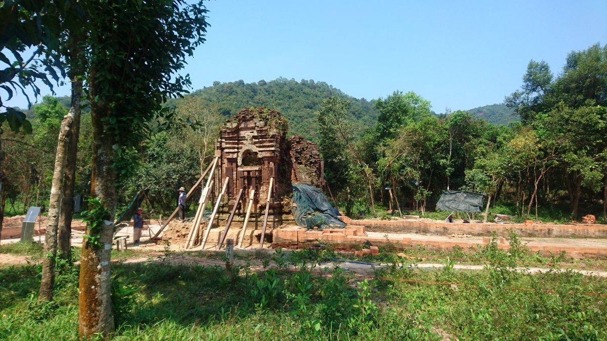There is much work in progress to stabilise and restore the ancient temples at My Son, which have survived centuries of weather and war and most recently, carpet bombing by the American airforce