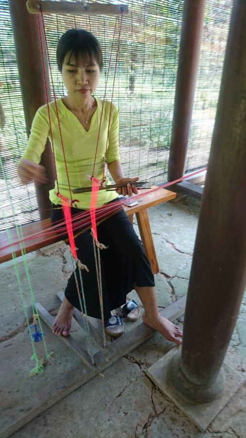 A demonstration of traditional weaving at My Son