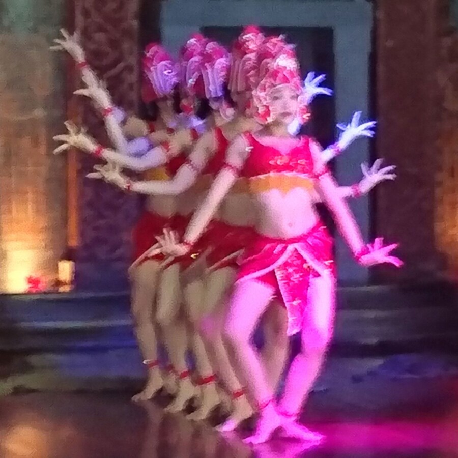 A demonstration of traditional Cham Apsara dance in a theatre which forms part of the tourist centre at My Son