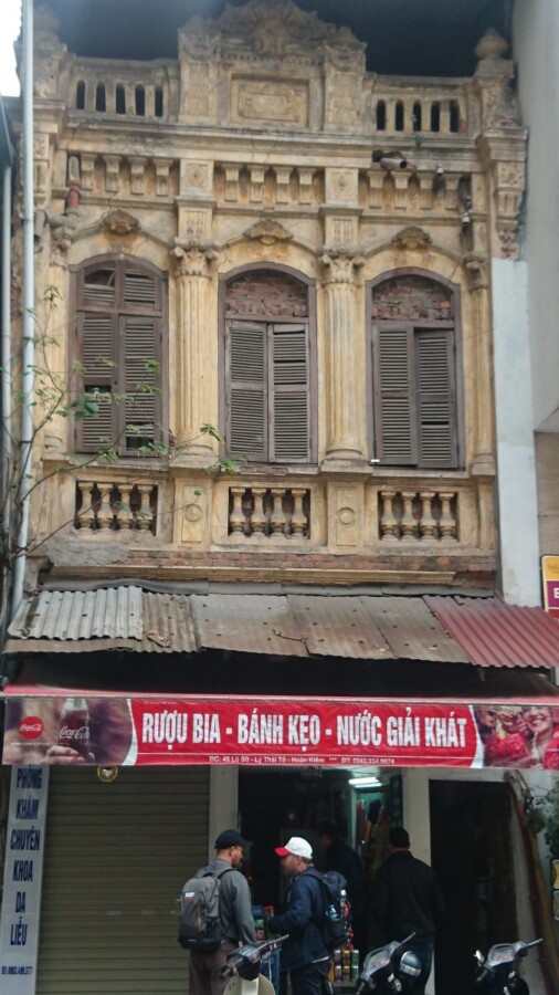 French colonial style over a tin roof, rusted. Yes, that semiotic is entirely deliberate on my part and it would not work anywhere other than in Hanoi