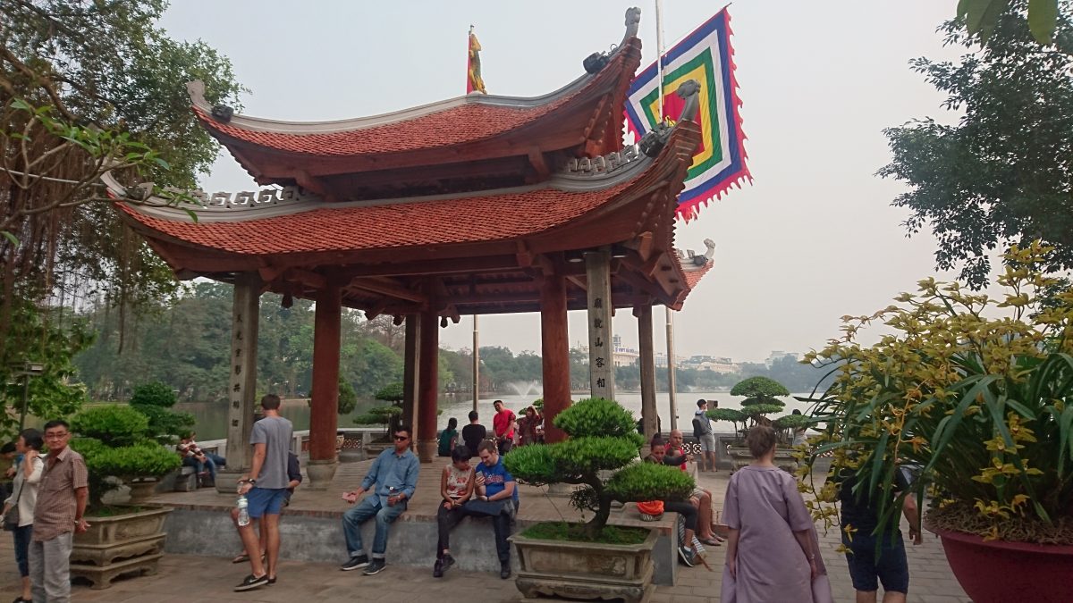 This pergola is part of the The Ngoc Son Temple, on an island on the Hoan Kiem lake in the heart of old Hanoi